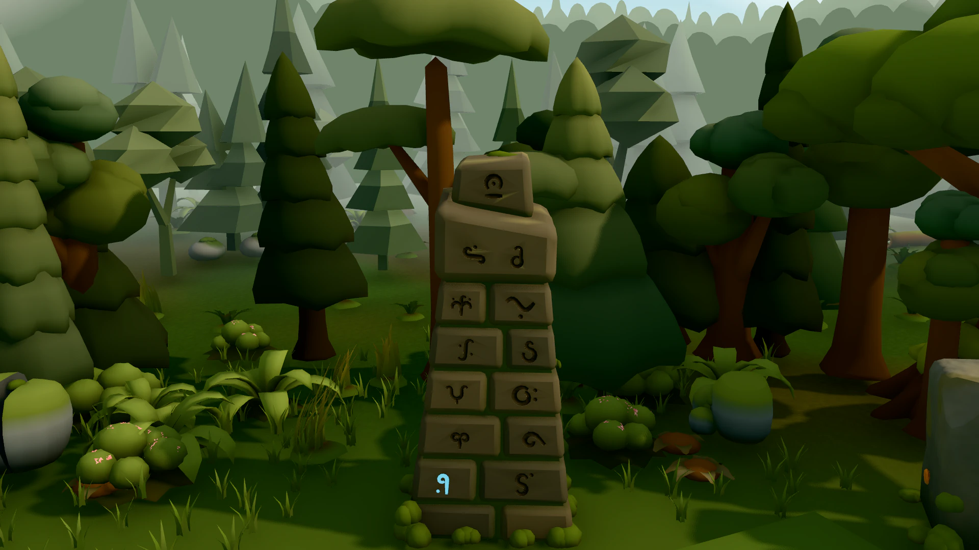The runestone at the back of the clearing, its runes carved in rows.